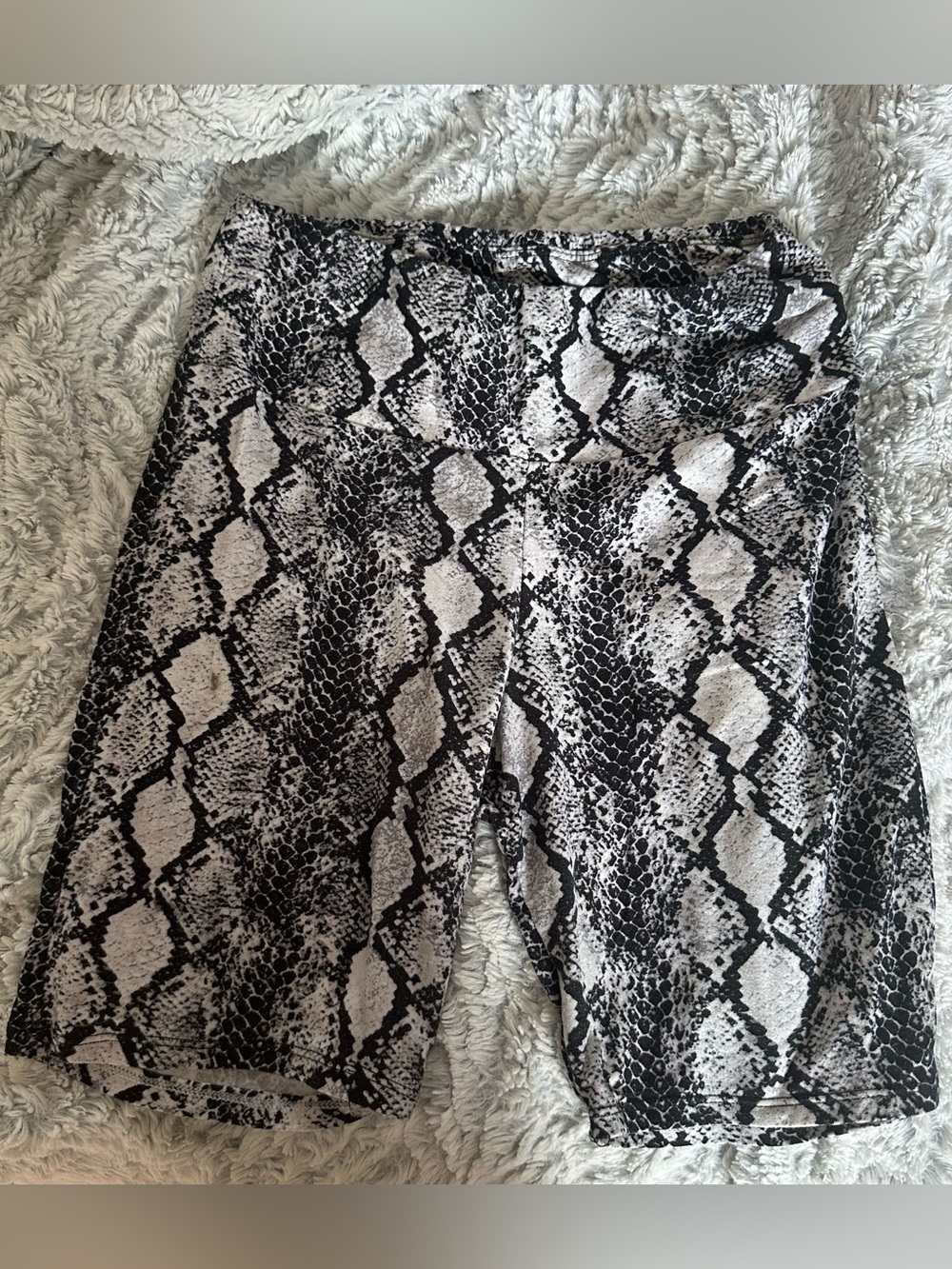 One Step Ahead Black & White Snake-Print Biker Shorts